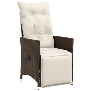 vidaXL Reclining Garden Chair Brown Poly Rattan One size