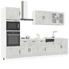 vidaXL Kitchen Cabinet Set Concrete Grey Engineered wood and glass