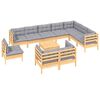 vidaXL Outdoor Lounge Set Grey cushions, natural wood