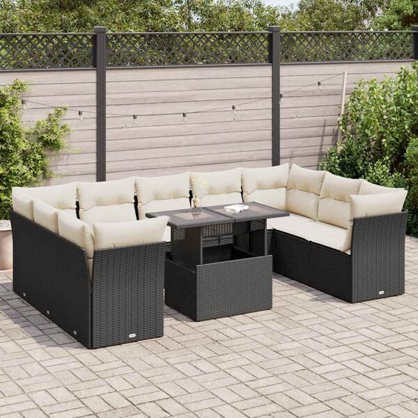 vidaXL Garden Sofa Set Black