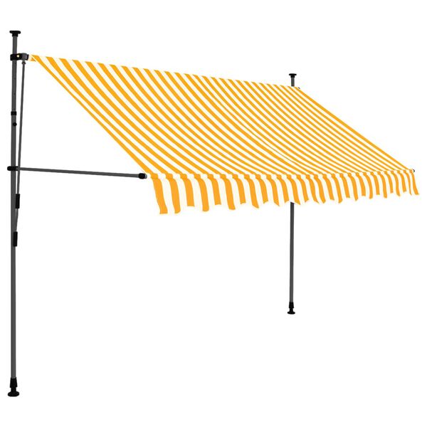 vidaXL Retractable Awning White and Orange Polyester with PU coating, Steel
