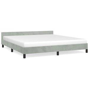 vidaXL Bed Frame With Headboard Light Grey Velvet, Engineered wood, Plywood