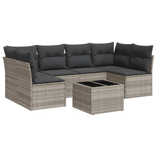 vidaXL Garden Sofa Set Light grey PE Rattan Large Modular