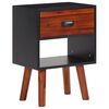 vidaXL Bedside Cabinet Set of 2 Black and brown Solid acacia wood and MDF