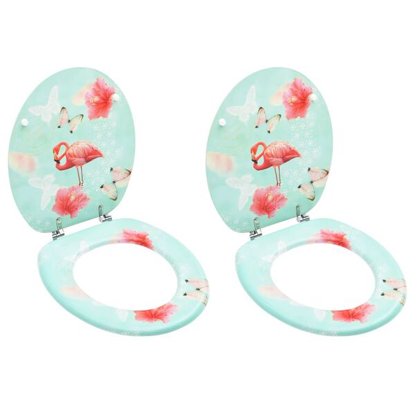 vidaXL WC Toilet Seats with Lid 2 pcs MDF Flamingo Design (2x146905)