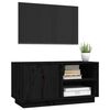 vidaXL TV Cabinet Black Solid Pine Wood Medium TV Cabinet Rectangular