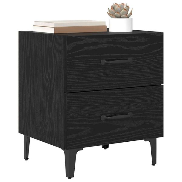 vidaXL Bed Cabinet 2 pcs Black oak 40 x 35 x 47.5 cm Engineered wood