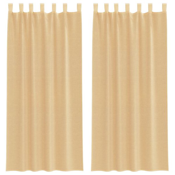 vidaXL Voile Curtains with Loops 2 pcs Sand 55.1x96.5"