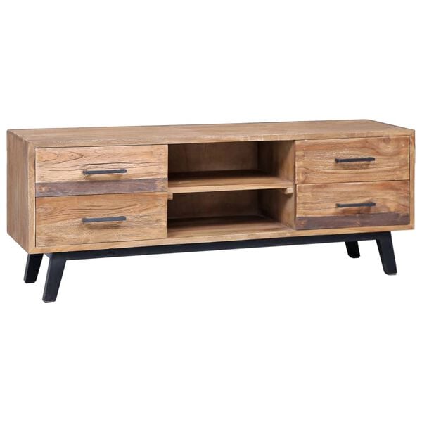 vidaXL TV Cabinet Natural Teak Solid Teak Wood Standard TV Cabinet