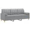 vidaXL 3-seater Sofa Light grey Polyester, Metal, Foam, Textilene 3-Seater