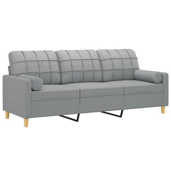 vidaXL 3-seater Sofa Light grey Polyester, Metal, Foam, Textilene 3-Seater