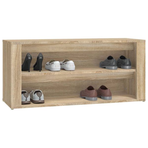 vidaXL Shoe Rack Sonoma Oak Engineered Wood 39.4 x 13.8 x 17.7 in