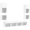 vidaXL TV Wall Unit Set of 8 White Engineered wood, glass Multiple sizes