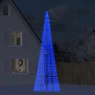 vidaXL Christmas Tree Light on Flagpole 1534 LEDs Blue 196.9"