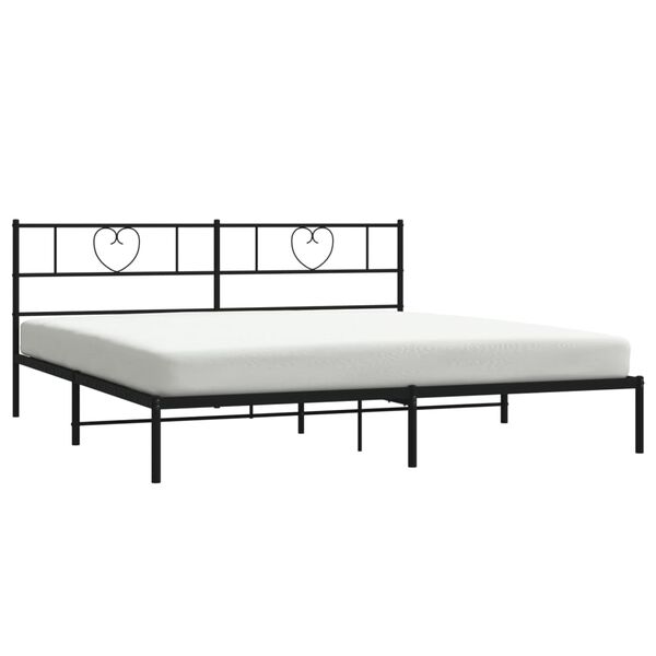 vidaXL Metal Bed Frame without Mattress with Headboard Black 78.7"x78.7"