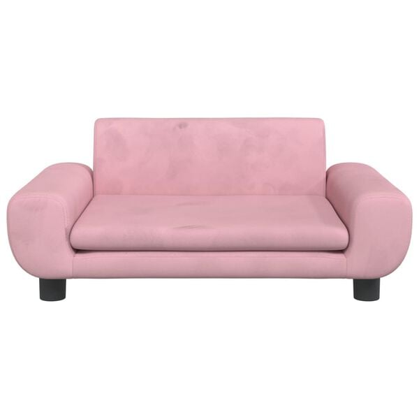 vidaXL Kids Sofa Pink Velvet, Solid Pine Wood, Foam Mini Durable