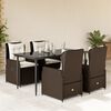 vidaXL 5 Piece Patio Dining Set with Cushions Brown Poly Rattan