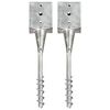vidaXL Ground Spikes 2 pcs Silver 4.7x4.7x22.0" Galvanised Steel