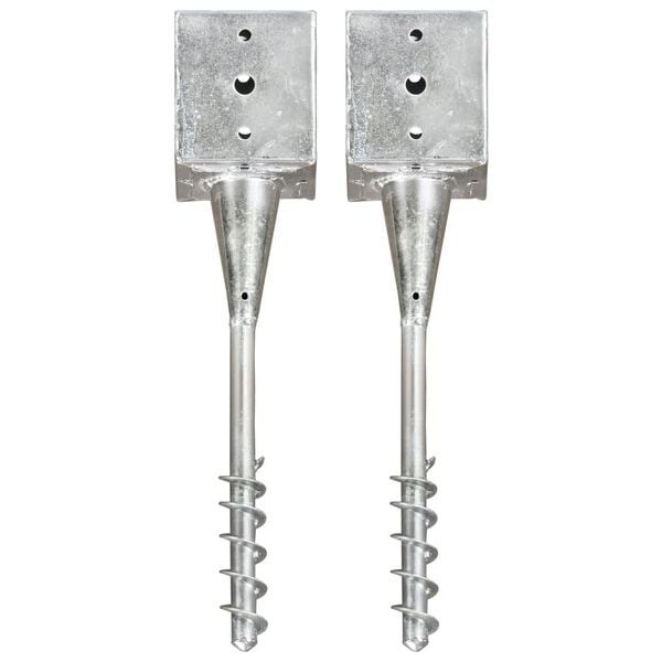 vidaXL Ground Spikes 2 pcs Silver 4.7x4.7x22.0" Galvanised Steel