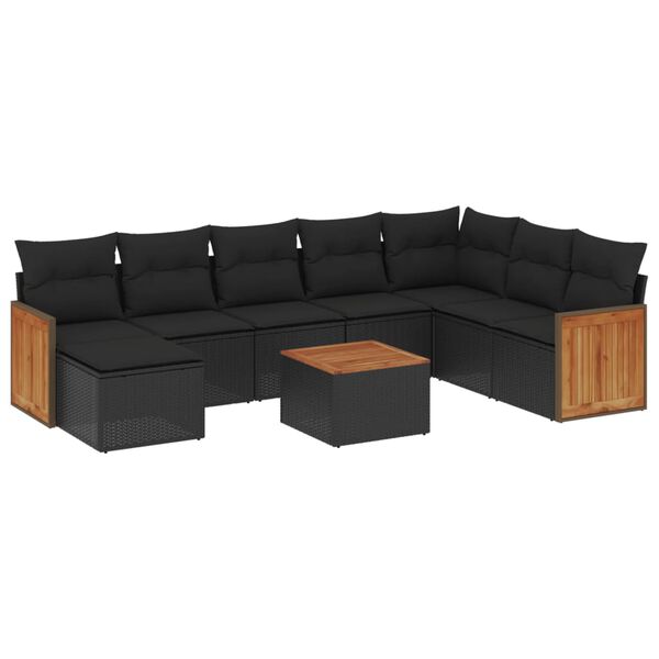 vidaXL Garden Sofa Set Black