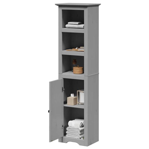vidaXL Bathroom Cabinet Grey Solid pine wood, engineered wood, metal