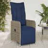 vidaXL Reclining Patio Chairs 2 pcs with Cushions Gray Poly Rattan