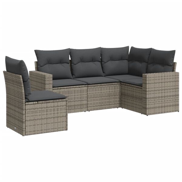 vidaXL Garden Sofa Set Grey PE Rattan Medium Modular Garden Sofa Set