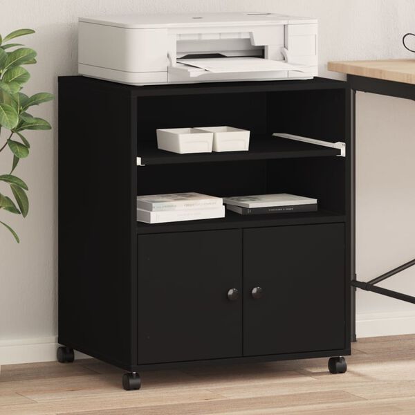 vidaXL Printer Stand with Wheels Black 23.6"x18.9"x29.1"