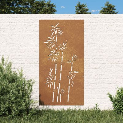 vidaXL Patio Wall Decoration 41.3"x21.7" Corten Steel Bamboo Design