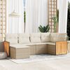 vidaXL Garden Sofa Set Beige PE rattan 6-seater Adjustable Feet