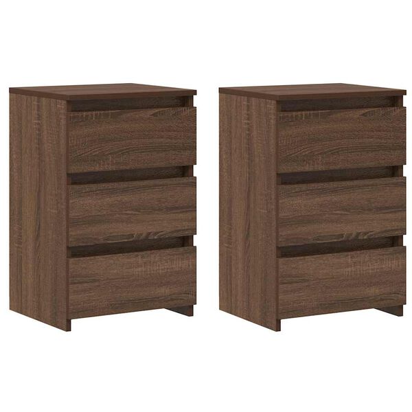 vidaXL Bed Cabinet Set of 2 Brown Oak Engineered Wood Medium
