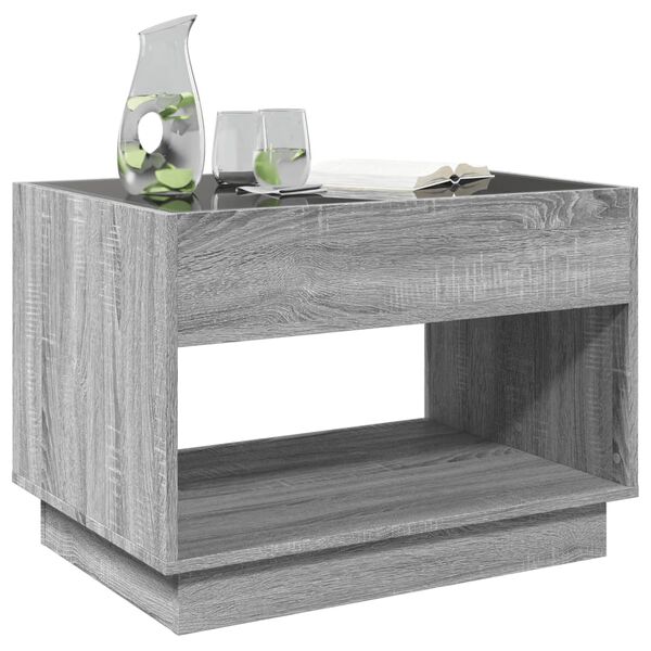 vidaXL Coffee Table Grey sonoma Engineered wood, glass