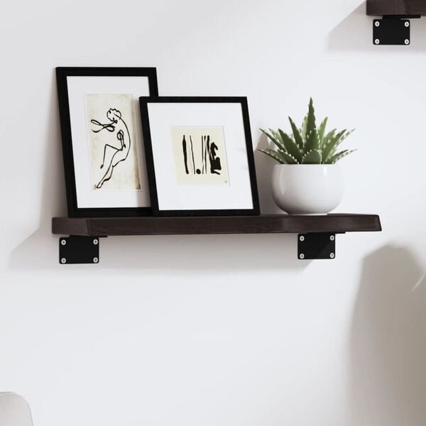 vidaXL Wall Shelf Dark Brown Solid Oak Wood Small Tough Wall Shelf