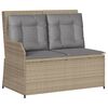 vidaXL Patio Lounge Set Beige Poly Rattan 7 Piece Set Adjustable Feet