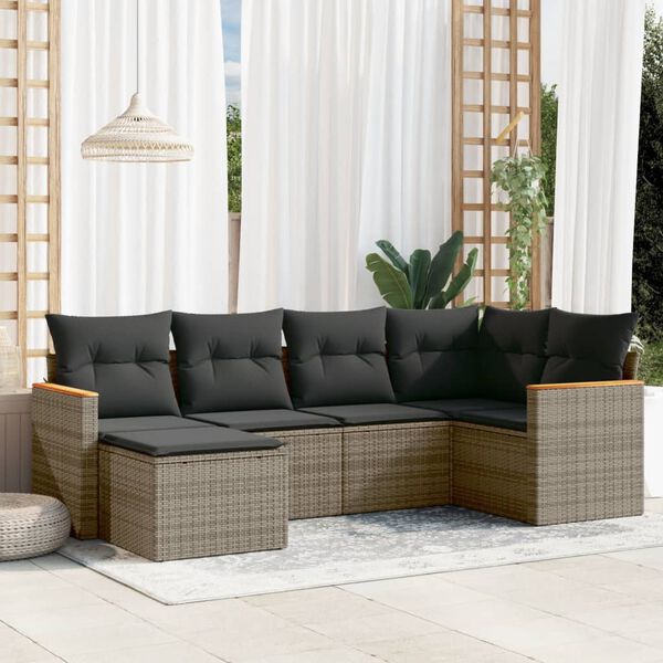 vidaXL Garden Sofa Set Grey PE Rattan Medium Modular Garden Sofa Set
