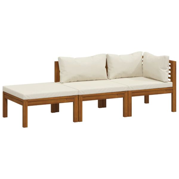 vidaXL Garden Lounge Set Cream Solid acacia wood, fabric (100% polyester)