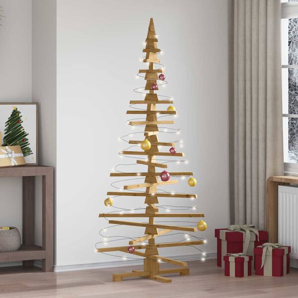 vidaXL Wooden Christmas Tree with Stand Brown 70.87 in Solid pine wood