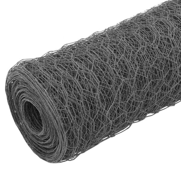 vidaXL Chicken Wire Fence Steel with PVC Coating 82.0x3.3' Grey
