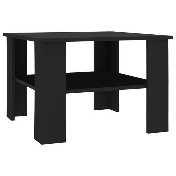 vidaXL Coffee Table Black Engineered wood Small Square Modern
