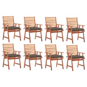 vidaXL Patio Chair Set of 8 Taupe Solid Acacia wood Standard Durable
