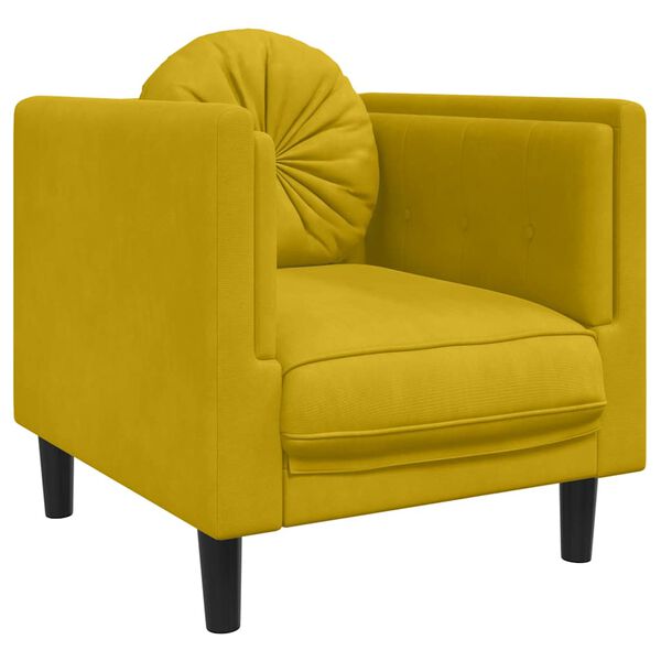 vidaXL Sofa Set Yellow Velvet (100% polyester), plywood, solid wood