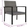 vidaXL Dining Set Grey and Black Poly rattan, powder-coated steel, glass