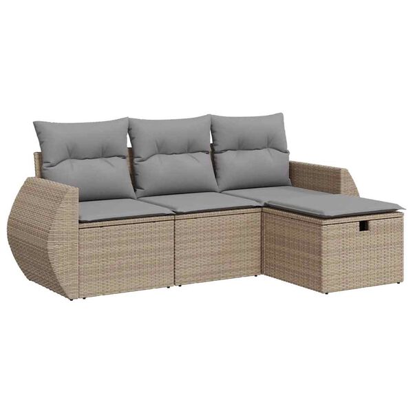 vidaXL Garden Sofa Set Beige PE rattan Medium Modular Garden Sofa Set