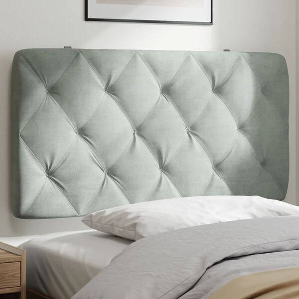 vidaXL Headboard Cushion Light grey Velvet (100% polyester)