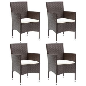 vidaXL Garden Chair Set of 4 Brown Poly Rattan Standard Ergonomic
