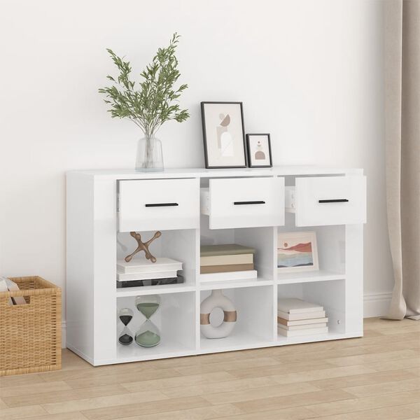 vidaXL Sideboard High gloss white Engineered wood Medium Sideboard