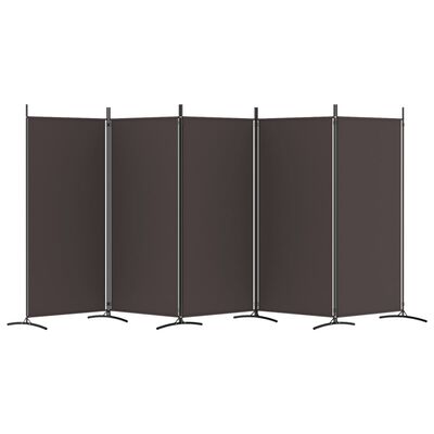 vidaXL 5-Panel Room Divider Brown 170.5"x70.9" Fabric
