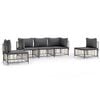 vidaXL Garden Lounge Set Anthracite Poly rattan, powder-coated steel, fabric