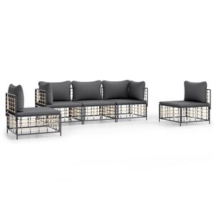 vidaXL Garden Lounge Set Anthracite Poly rattan, powder-coated steel, fabric