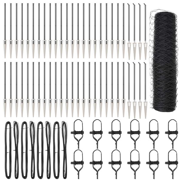 vidaXL Fence with Posts Gray 0.5 x 100 m PVC-coated steel